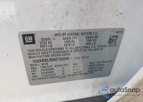 2017 GMC Acadia Denali from USA, damaged, VIN 1GKKNXLS6HZ162646